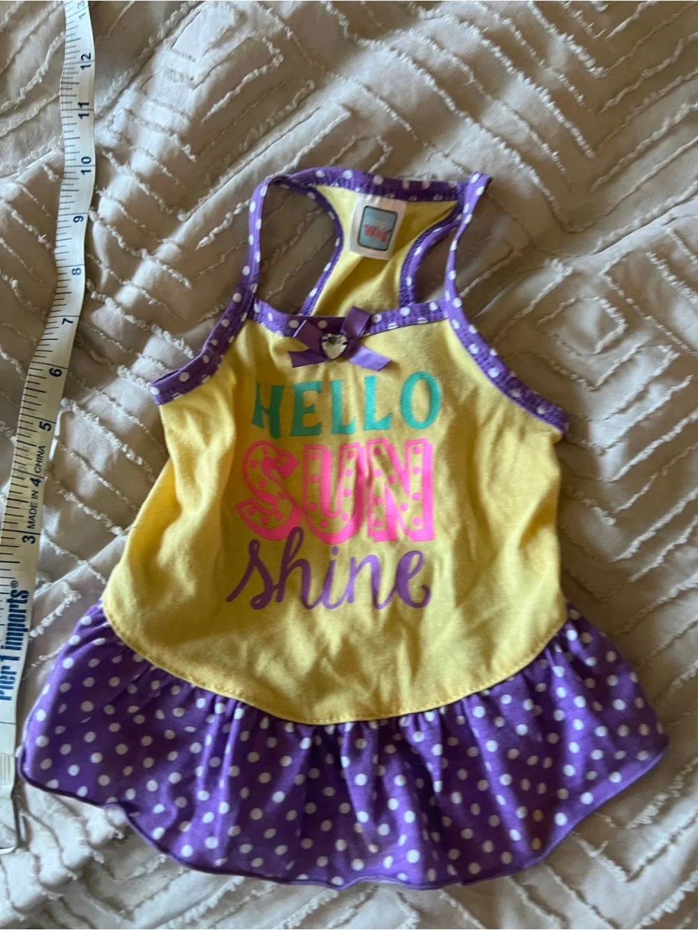 Dog Hello Sunshine Yellow & Purple Polka Dot Sundress
